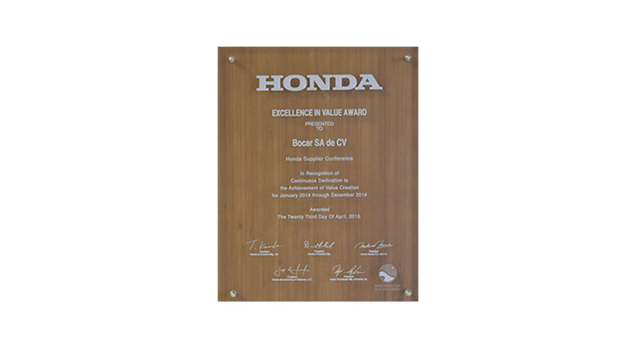 Honda Excellence in Value Award Honda Excellence in Value Award