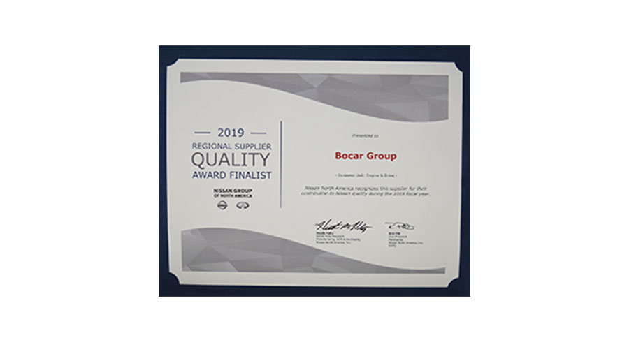 Nissan Regional Supplier Quality Award Finalist Nissan Regional Supplier Quality Award Finalist