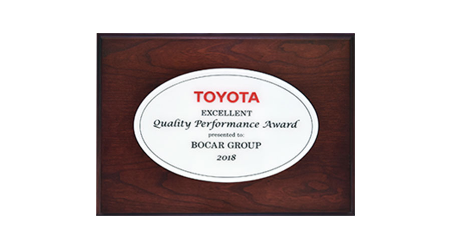 Toyota Excellent Quality Performance Award Toyota Excellent Quality Performance Award